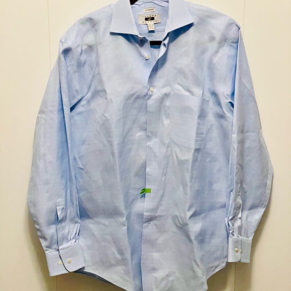 Joseph Abboud Sky Blue Checkered Dress Shirt Sz 15.5x34